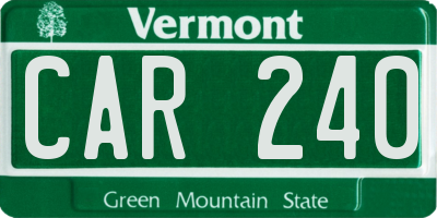 VT license plate CAR240