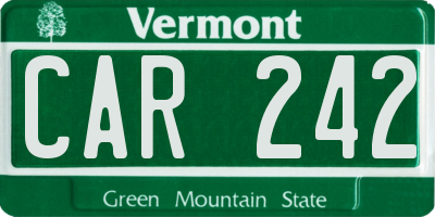 VT license plate CAR242