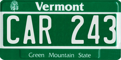 VT license plate CAR243