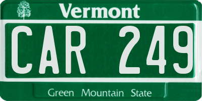 VT license plate CAR249