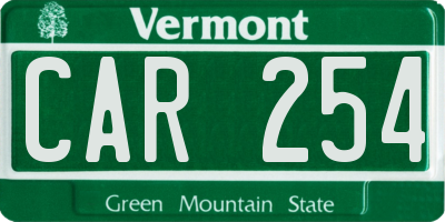 VT license plate CAR254