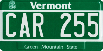 VT license plate CAR255