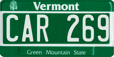 VT license plate CAR269