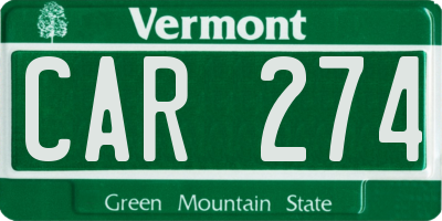 VT license plate CAR274
