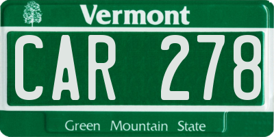 VT license plate CAR278