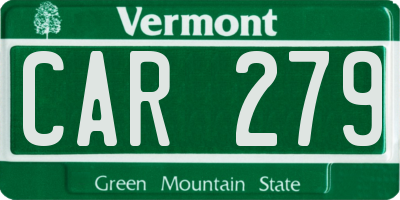 VT license plate CAR279