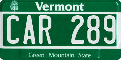VT license plate CAR289