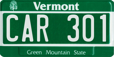 VT license plate CAR301