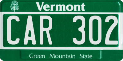VT license plate CAR302