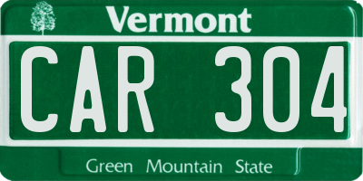 VT license plate CAR304