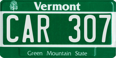 VT license plate CAR307