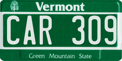 VT license plate CAR309