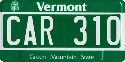 VT license plate CAR310