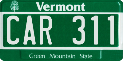 VT license plate CAR311