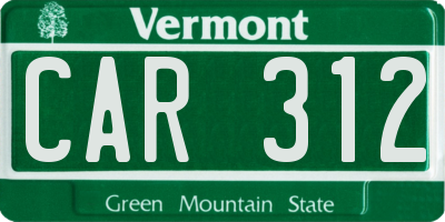 VT license plate CAR312