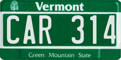VT license plate CAR314