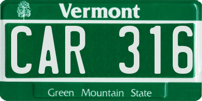 VT license plate CAR316
