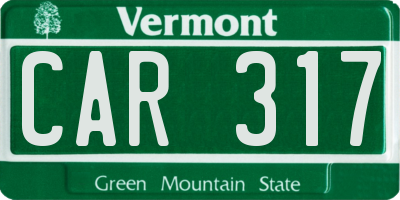 VT license plate CAR317