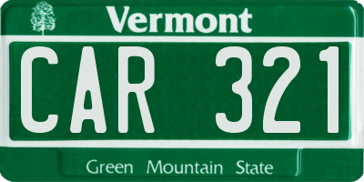 VT license plate CAR321