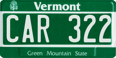 VT license plate CAR322