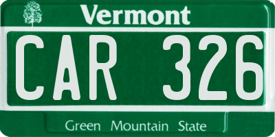 VT license plate CAR326