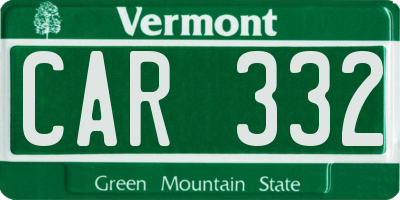 VT license plate CAR332