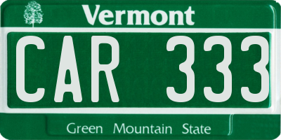 VT license plate CAR333