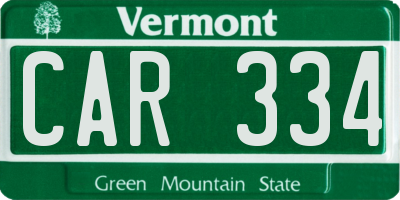 VT license plate CAR334