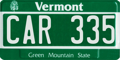 VT license plate CAR335