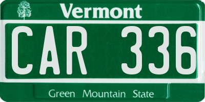 VT license plate CAR336