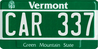 VT license plate CAR337