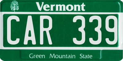 VT license plate CAR339