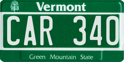 VT license plate CAR340