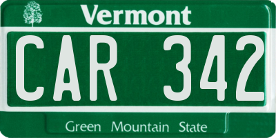 VT license plate CAR342