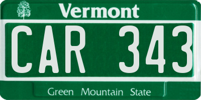 VT license plate CAR343