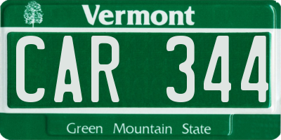 VT license plate CAR344