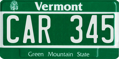 VT license plate CAR345