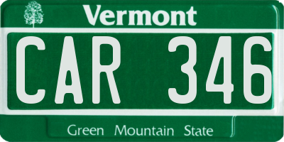 VT license plate CAR346