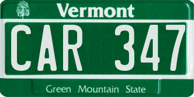 VT license plate CAR347