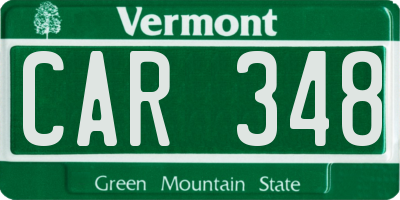 VT license plate CAR348