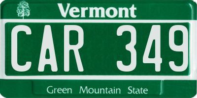 VT license plate CAR349