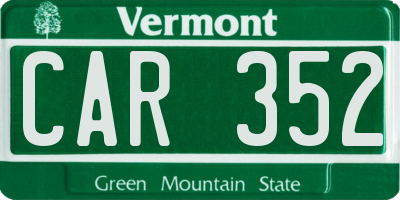 VT license plate CAR352