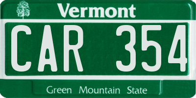 VT license plate CAR354