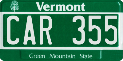 VT license plate CAR355