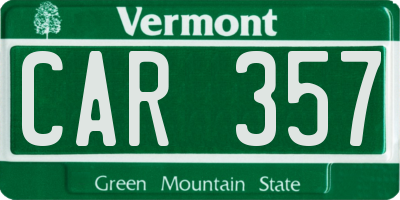 VT license plate CAR357
