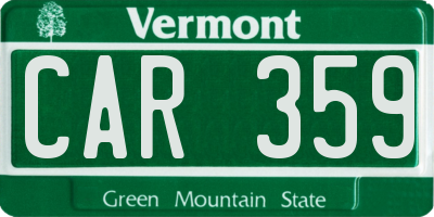 VT license plate CAR359
