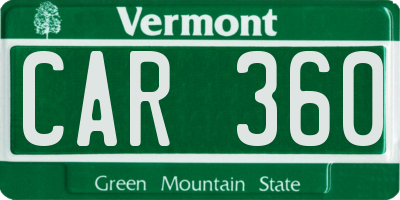 VT license plate CAR360
