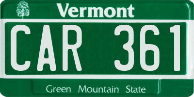 VT license plate CAR361