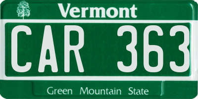 VT license plate CAR363