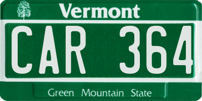 VT license plate CAR364